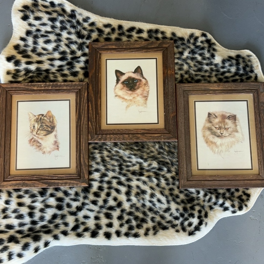 True Vintage Artist Signed Originals Cat Paintings By Late Artist Leo Jansen